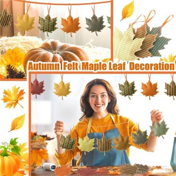 27 Pcs‎ Fall Tree Decoration Thanksgiving Ornaments 3D Felt Maple Leaf Ornaments - Picture 6 of 7